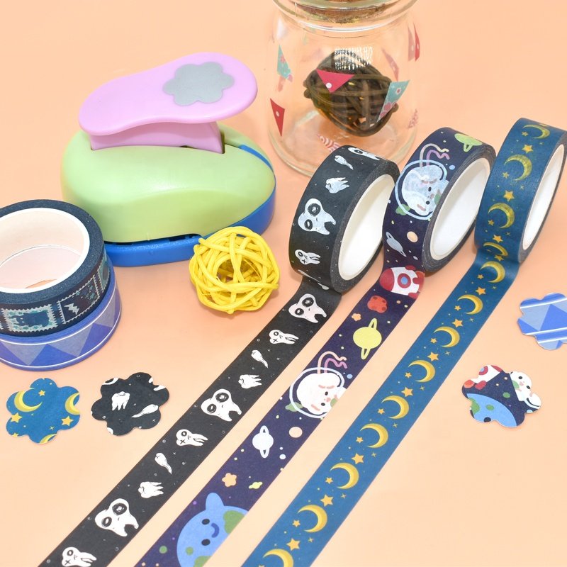 Customized Black and White Japanese Masking DIY Washi Tape New Design with Single Sided Hot Melt Adhesive for Packing