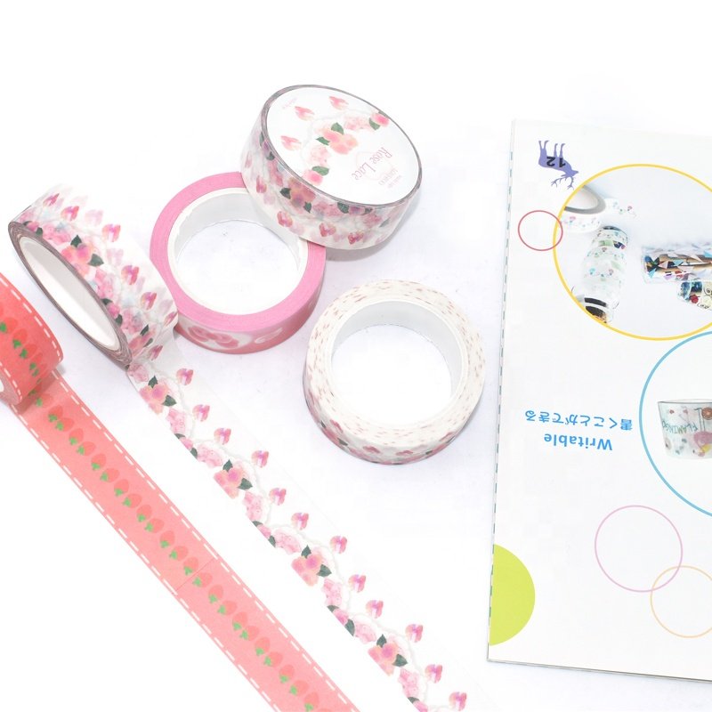 Customized Black and White Japanese Masking DIY Washi Tape New Design with Single Sided Hot Melt Adhesive for Packing
