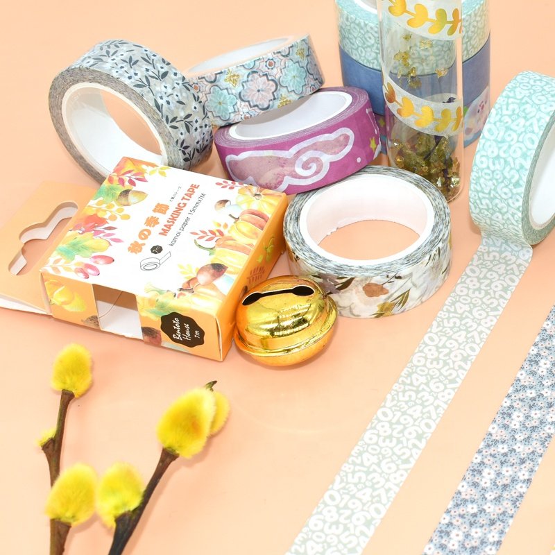 Customized Black and White Japanese Masking DIY Washi Tape New Design with Single Sided Hot Melt Adhesive for Packing