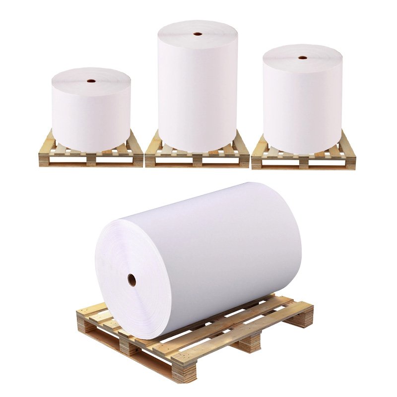White Liner Printing Direct Thermal Label Jumbo Roll Self Adhesive Sticker 70 Gsm 80 Gsm Label Thermal Paper Jumbo Roll