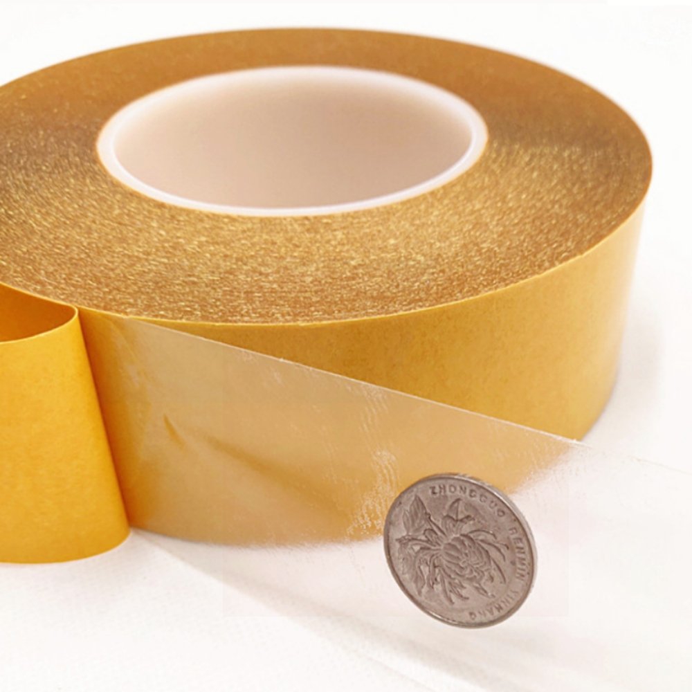 High Adhesion PET Film Double Sided Adhesive Tape Yellow Liner Box Pasting Heat-Resistant Feature