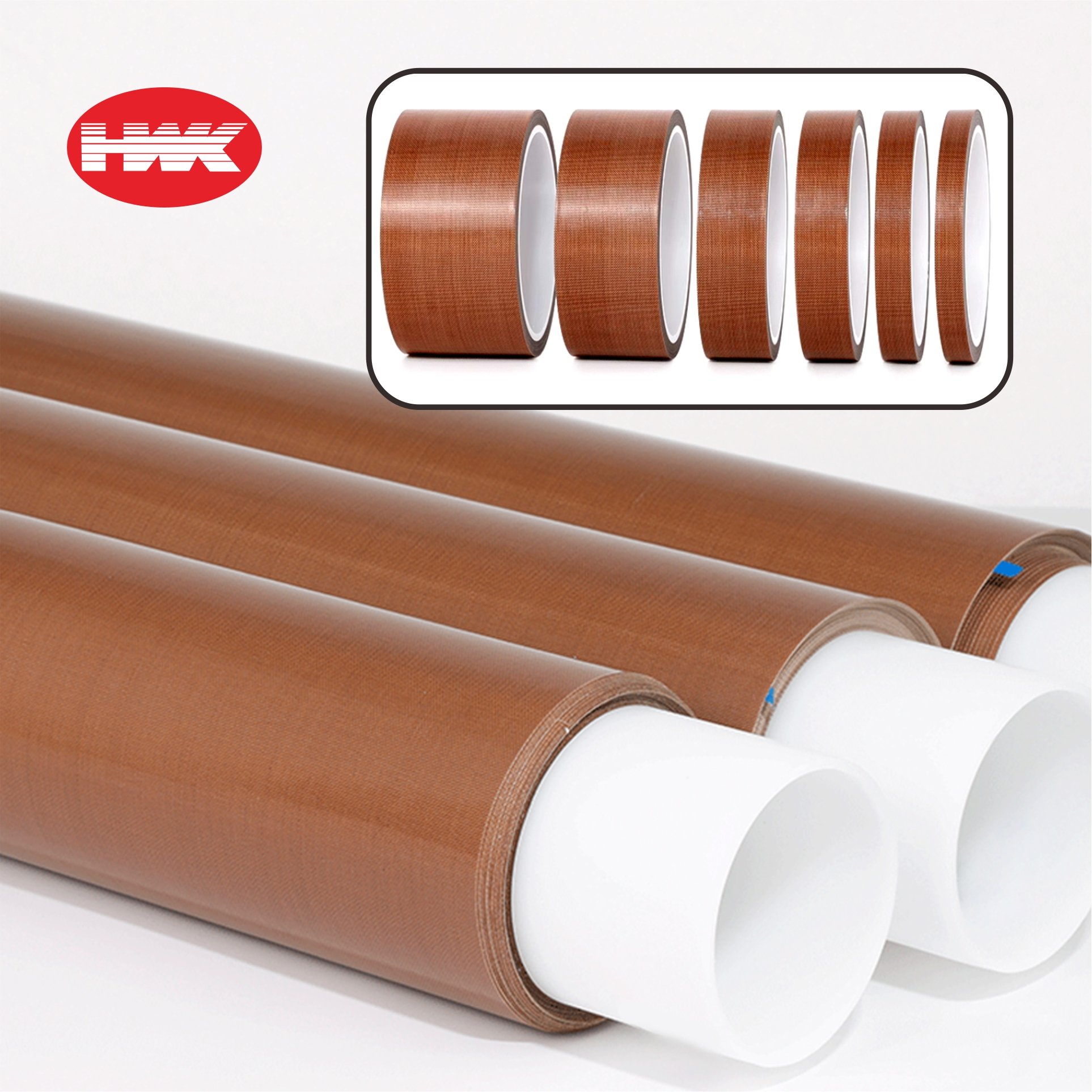 HWK Silicone Heat Resistant Coated Fiberglass Film High Temperature Tefloning PTFE Adhesive Tape