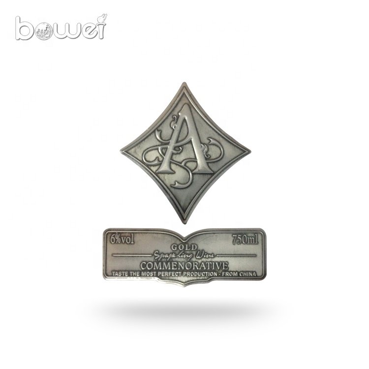 Custom Antique Pewter Label Printer Metal Waterproof Customised Opp Bag Custom Stickers Adhesive