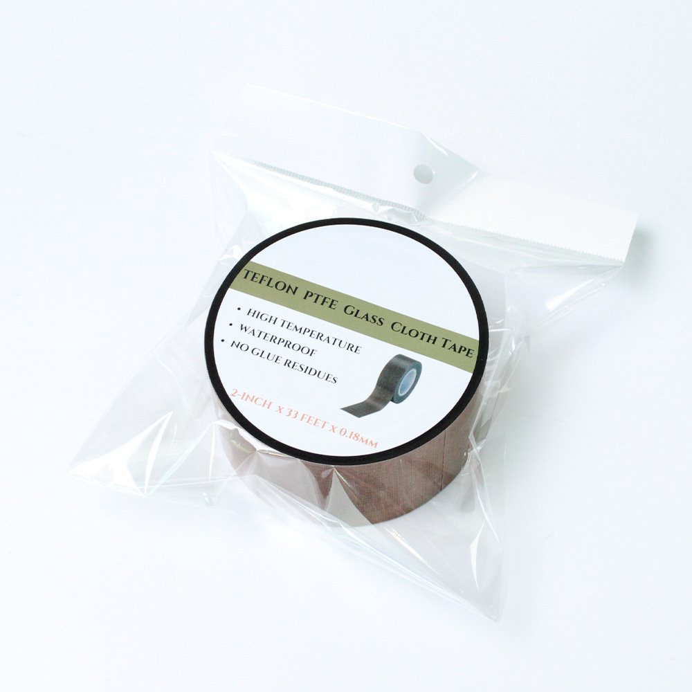 1- Brown Heat Resistant Sealer Anti Sticky Sealing PTFE Coated Fiberglass Glass Cloth with Silicone Glue Self Adhesive Tape