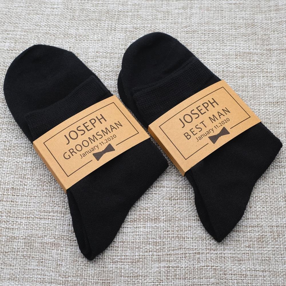 Wholesale Custom Father Of The Bride Wedding Personalize Any Text Groomsmen Socks Wrappers Gifts Display Packaging Header Cards