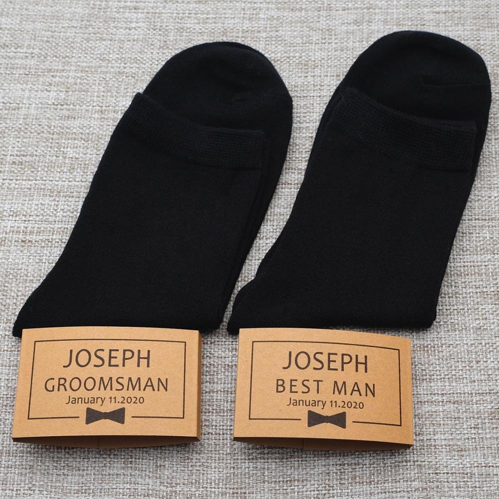 Wholesale Custom Father Of The Bride Wedding Personalize Any Text Groomsmen Socks Wrappers Gifts Display Packaging Header Cards
