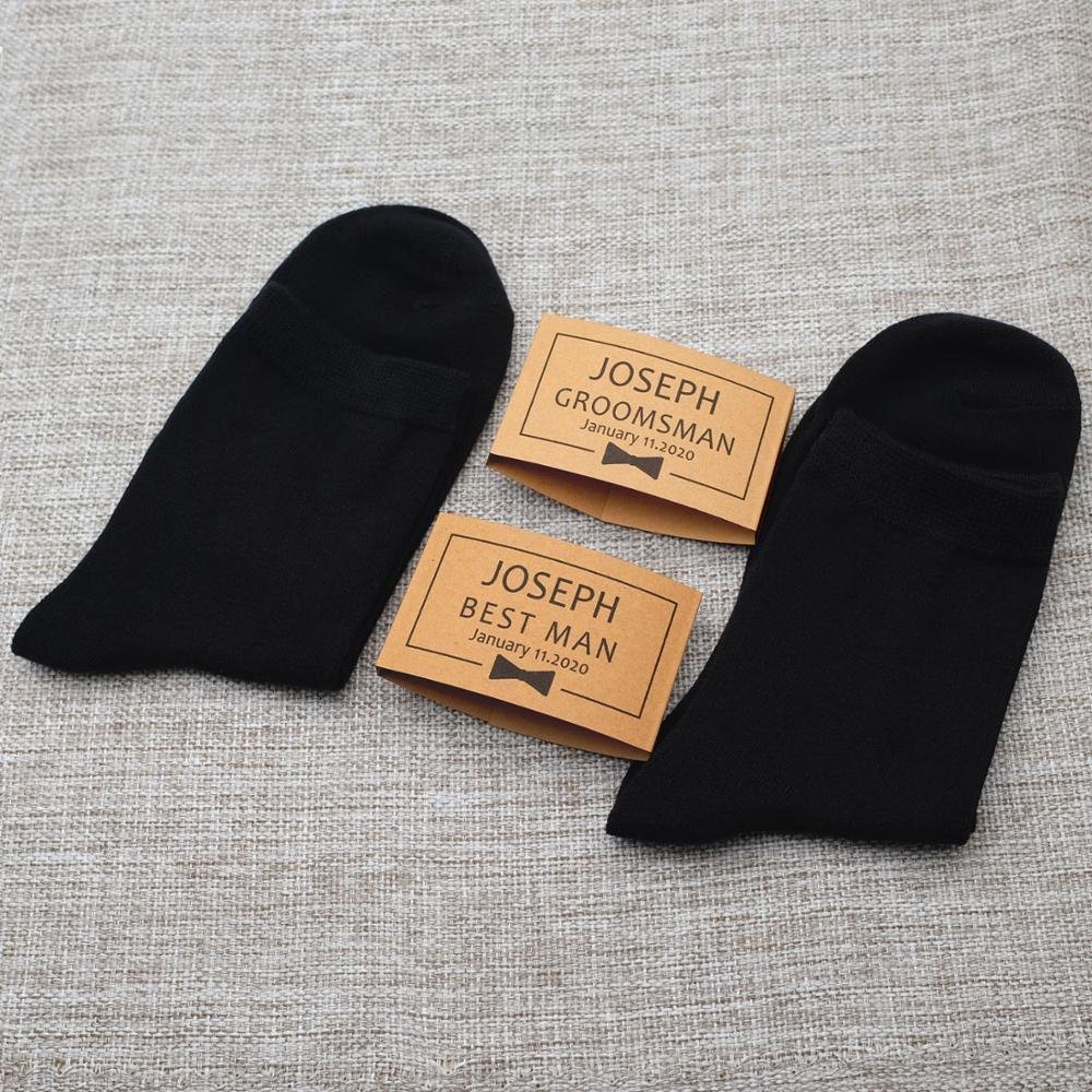 Wholesale Custom Father Of The Bride Wedding Personalize Any Text Groomsmen Socks Wrappers Gifts Display Packaging Header Cards