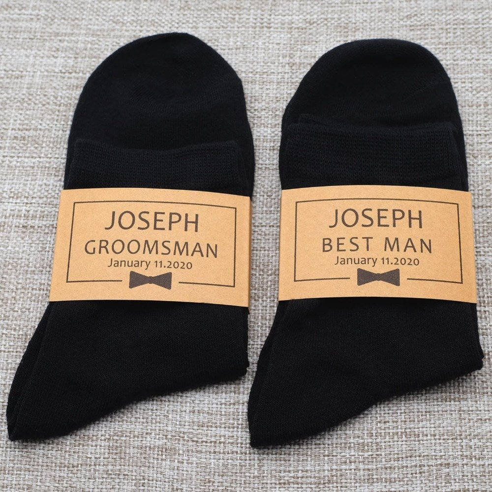 Wholesale Custom Father Of The Bride Wedding Personalize Any Text Groomsmen Socks Wrappers Gifts Display Packaging Header Cards