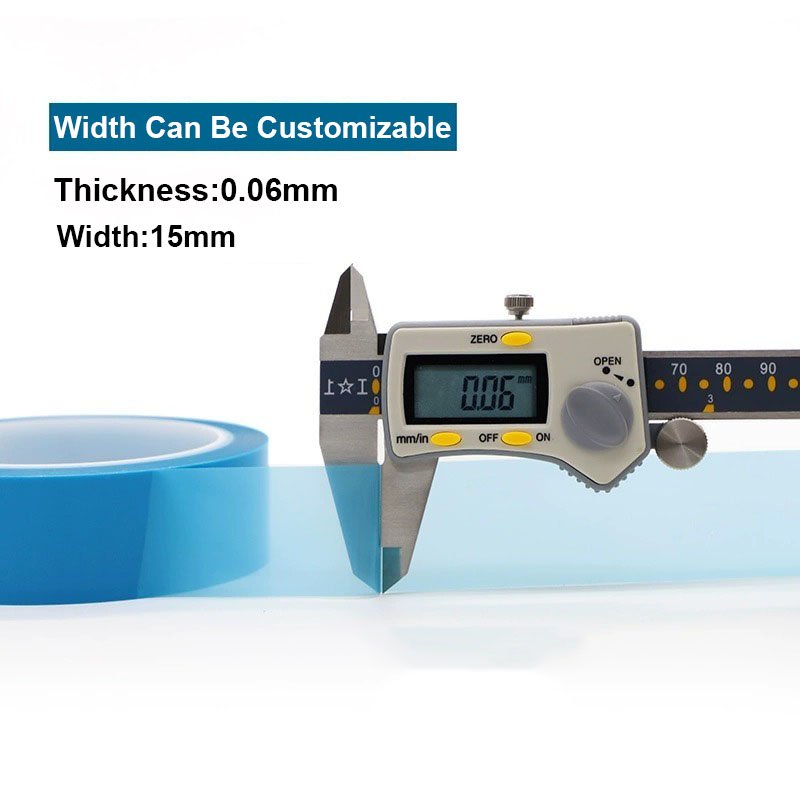 15mm 0.06mm Blue Heat Resistant Custom PET Silicone Adhesive Tape Polyester Silicone Adhesive Tape For Fix Refrigerator