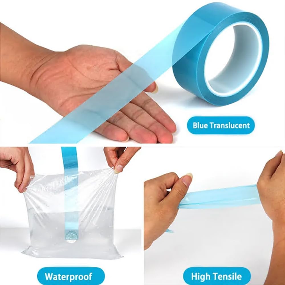 15mm 0.06mm Blue Heat Resistant Custom PET Silicone Adhesive Tape Polyester Silicone Adhesive Tape For Fix Refrigerator