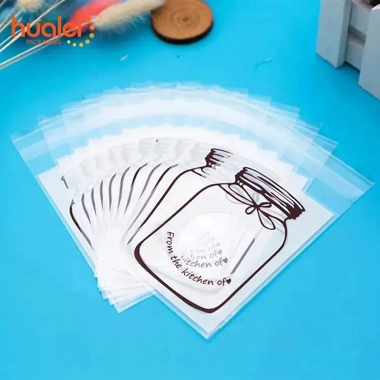 Wholesale Custom Printed Yellow Bottle Pattern Self Adhesive Seal Clear Small BOPP Opp Bag Gift Packaging