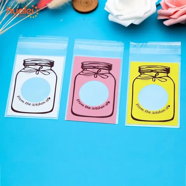 Wholesale Custom Printed Yellow Bottle Pattern Self Adhesive Seal Clear Small BOPP Opp Bag Gift Packaging