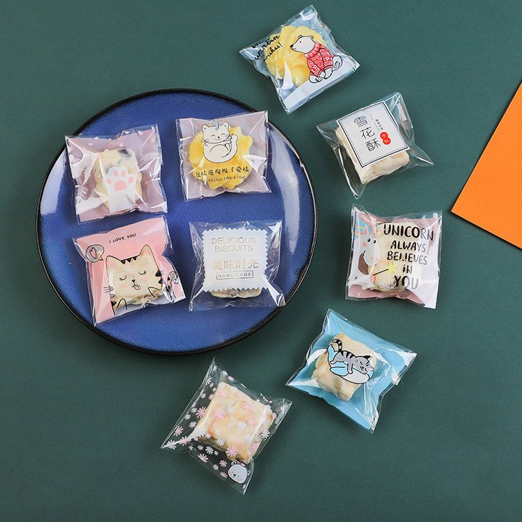 Custom Printed mini size Food Cookie Candy Biscuits Bread Packaging Plastic OPP Bag surface printing custom logo plastic opp bag