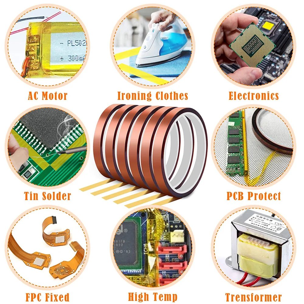Custom Silicone Glue Polyimide Adhesive Tape,Amber Color Heat High Temperature PI Resistant Polyimide Film Tape