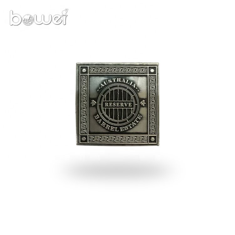 Factory Manufacture Pewter Label Metal Waterproof OEM Adhesive Wine Bottle Label Sticker For Custom Color