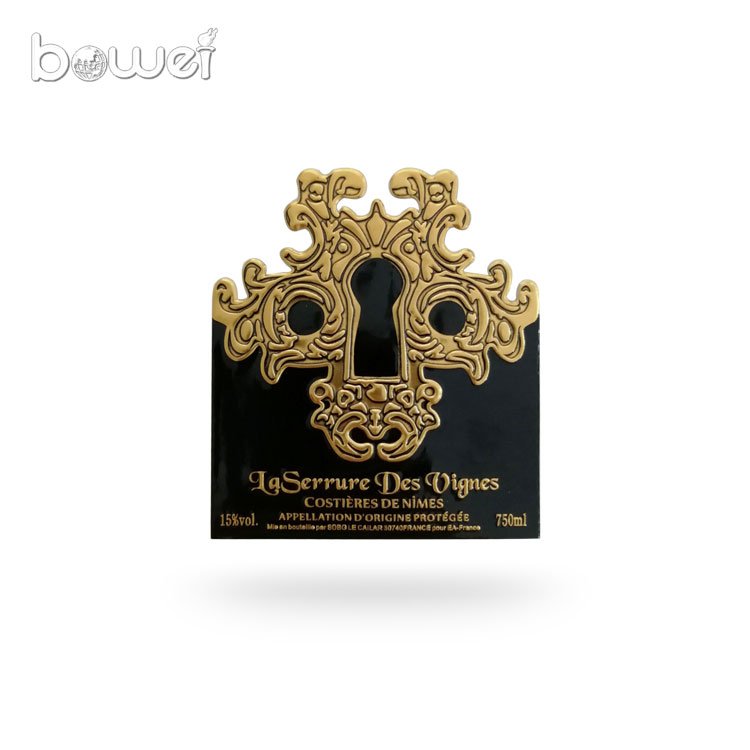 Factory Manufacture Pewter Label Metal Waterproof OEM Adhesive Wine Bottle Label Sticker For Custom Color