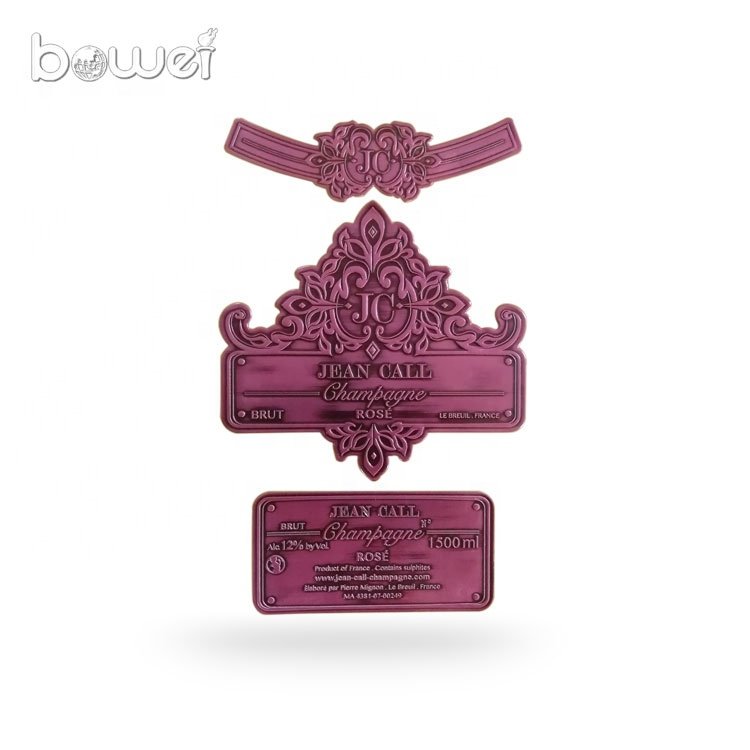 Factory Manufacture Pewter Label Metal Waterproof OEM Adhesive Wine Bottle Label Sticker For Custom Color