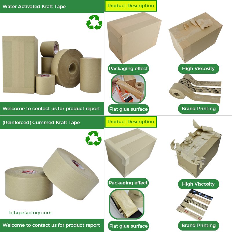 Wholesale custom Writable 30mm Paper Kraft Tape 3 inch Kraft Brown Eco Packaging Self Adhesive Gummed kraft tapetenkleister
