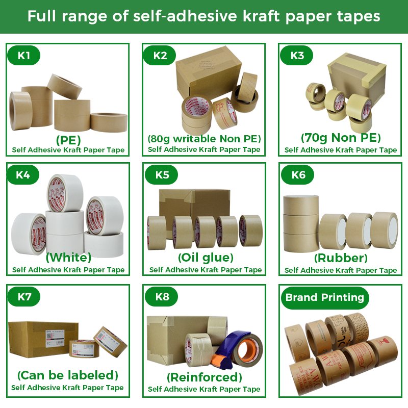 Wholesale custom Writable 30mm Paper Kraft Tape 3 inch Kraft Brown Eco Packaging Self Adhesive Gummed kraft tapetenkleister