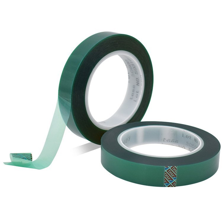high heat 220 degree tesa 50600 green pet film high temperature masking silicone adhesive polyester tape