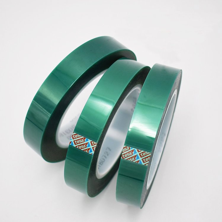 high heat 220 degree tesa 50600 green pet film high temperature masking silicone adhesive polyester tape