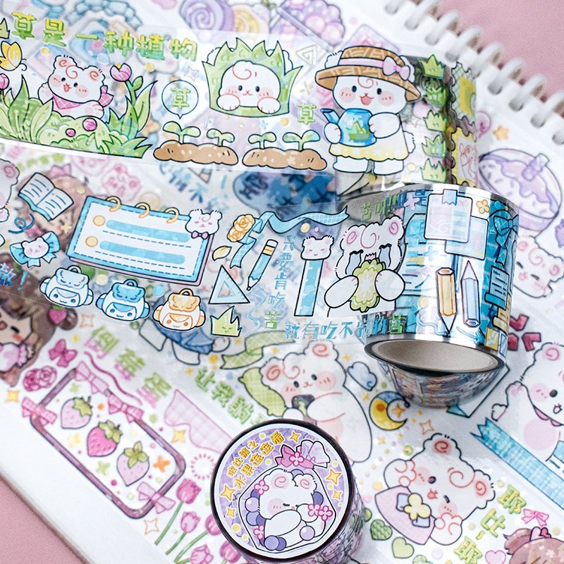 Journal washi tape sticker roll transparent creative flowers petal girl pet washi tape