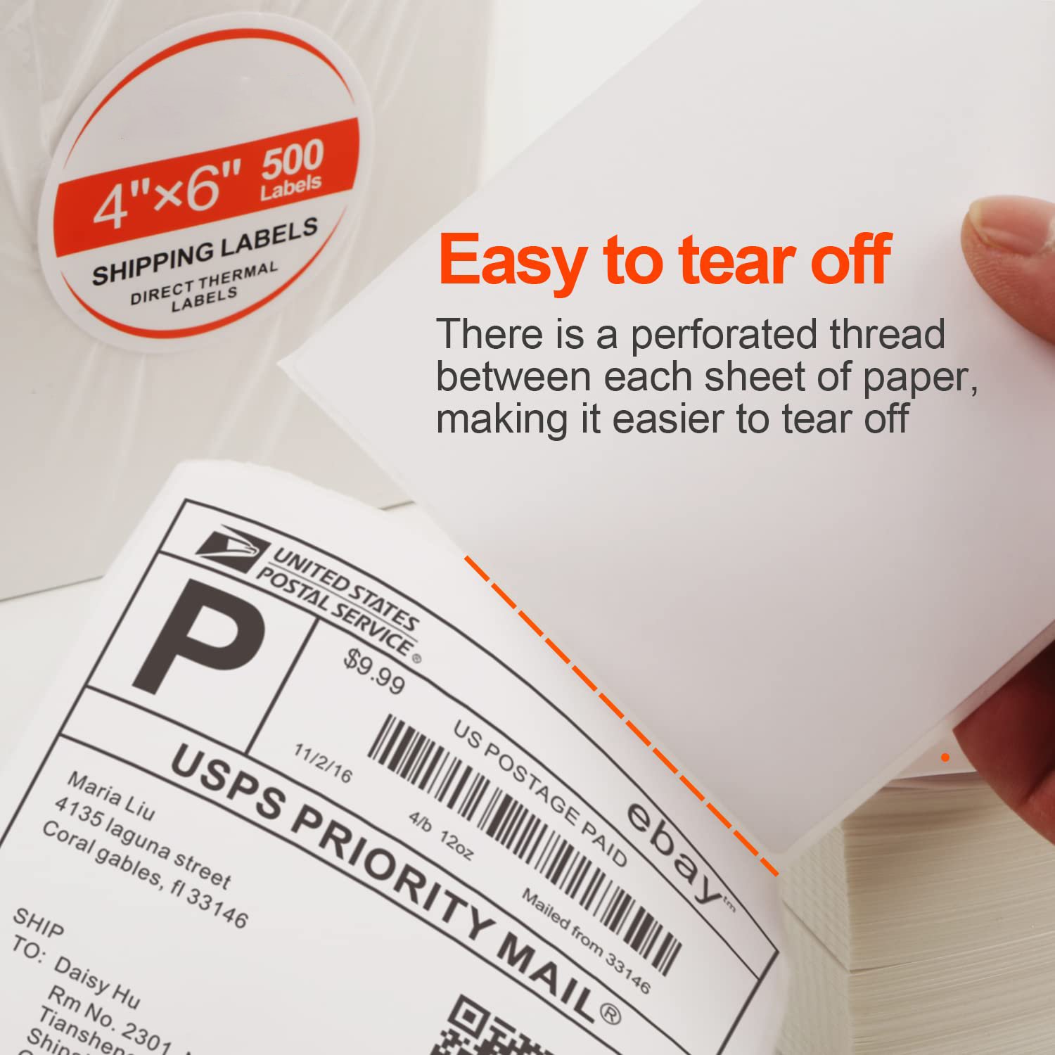 4x6 inch shipping waybill label thermal address barcode label a6 thermal label stickers packing tape with company logo