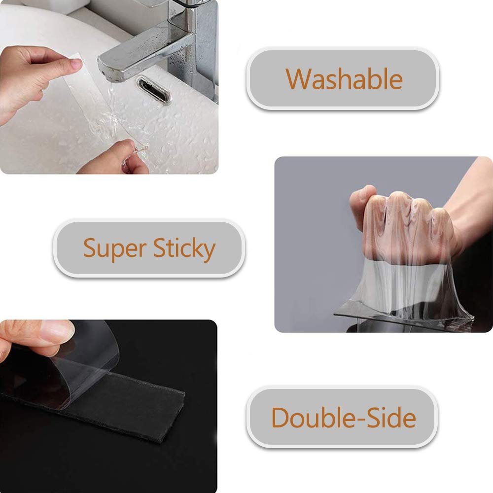 hot sale waterproof clear transparent super strong self adhesive tape acrylic washable double sided nano adhesive tape