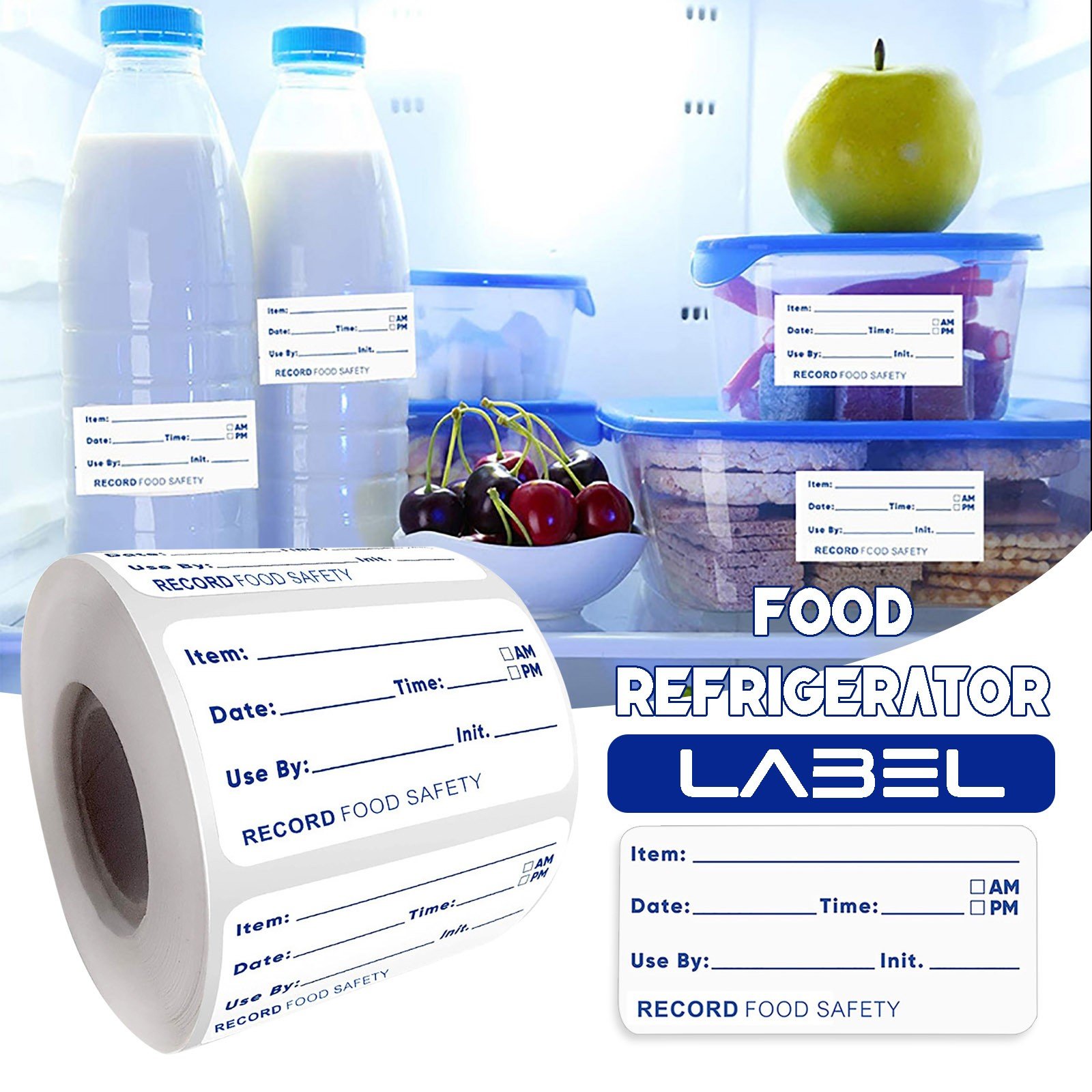 Customized Color Sticker Printing 5x2.5cm Waterproof Self-adhesive Fridge Classification Expiration Date Food Labels Accept