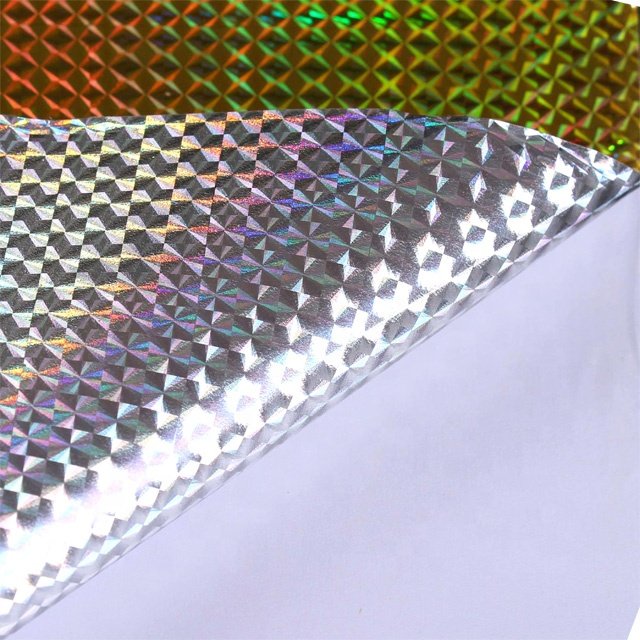 Custom Printing Waterproof Die Cut Logo Adhesive PVC Holographic Sparkle Silver Vinyl label Jumbo Rolls hologram sticker