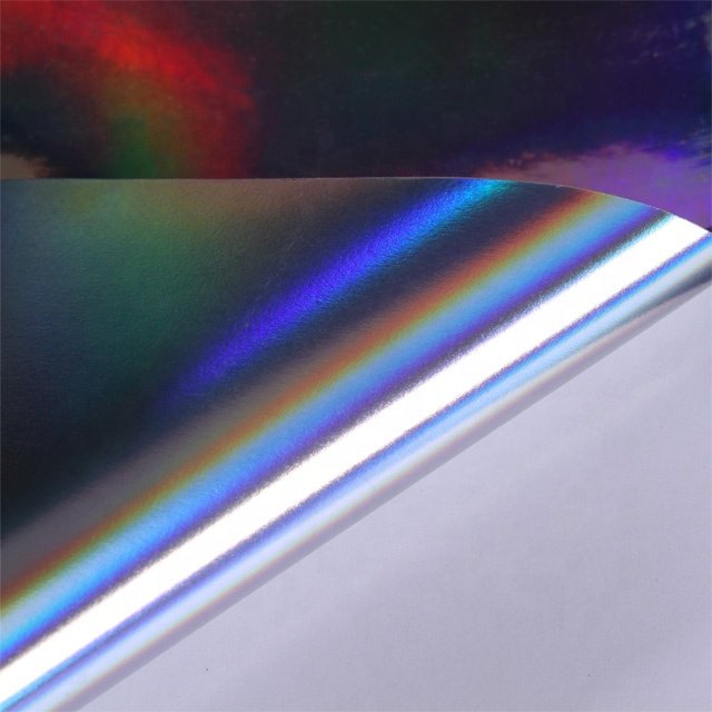 Custom Printing Waterproof Die Cut Logo Adhesive PVC Holographic Sparkle Silver Vinyl label Jumbo Rolls hologram sticker