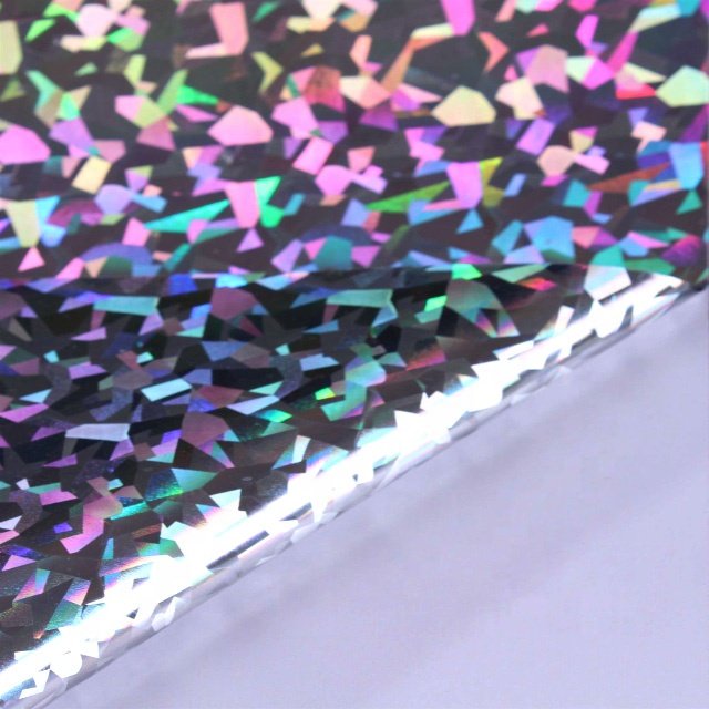 Custom Printing Waterproof Die Cut Logo Adhesive PVC Holographic Sparkle Silver Vinyl label Jumbo Rolls hologram sticker