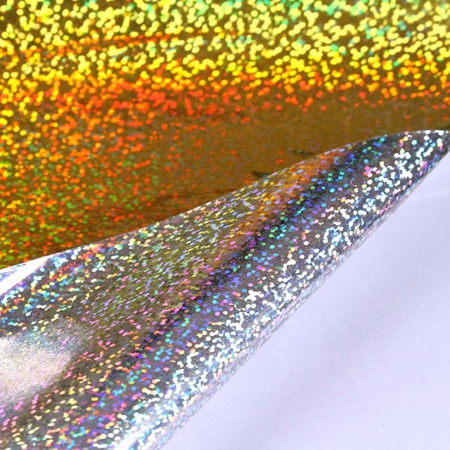 Custom Printing Waterproof Die Cut Logo Adhesive PVC Holographic Sparkle Silver Vinyl label Jumbo Rolls hologram sticker
