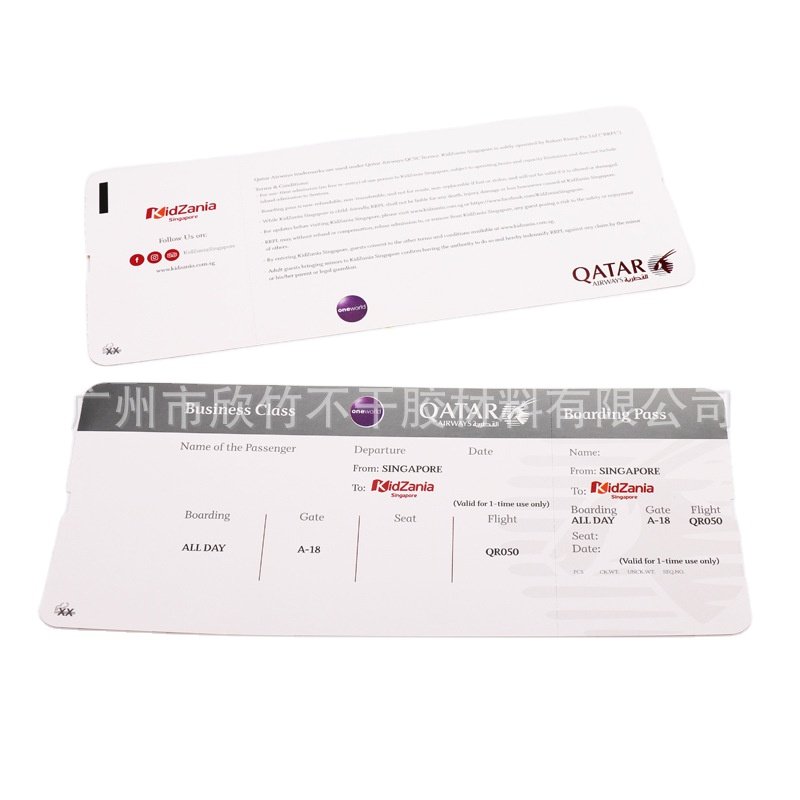 Customize oem thermal plane ticket Airline Boarding Pass Paper Luggage Tags Thermal Card Paper adhesive thermal paper label