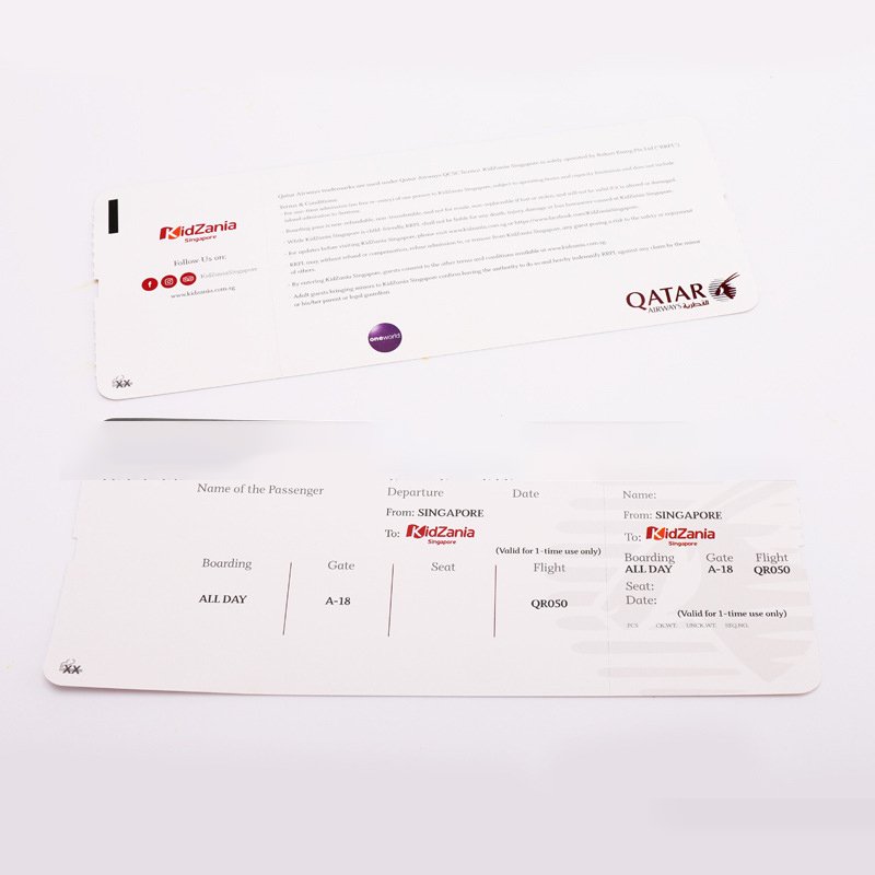 Customize oem thermal plane ticket Airline Boarding Pass Paper Luggage Tags Thermal Card Paper adhesive thermal paper label