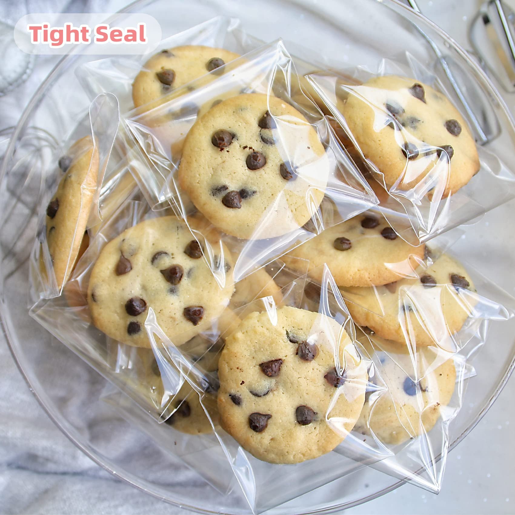 ECO-friendly Self Sealing Cellophane Bags 4x4 Inches Clear Resealable Bags Self Adhesive Individual Cookie Bags for Packaging