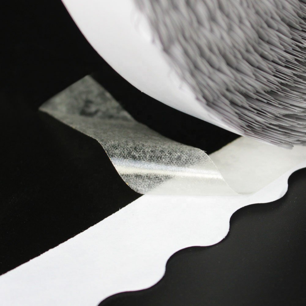 1- Recyclable Easy Peel Off Nonwoven Paper Base Double Sided Coated Hot Melt Glue Wave Zipper Edge Tissue Self Adhesive Tape