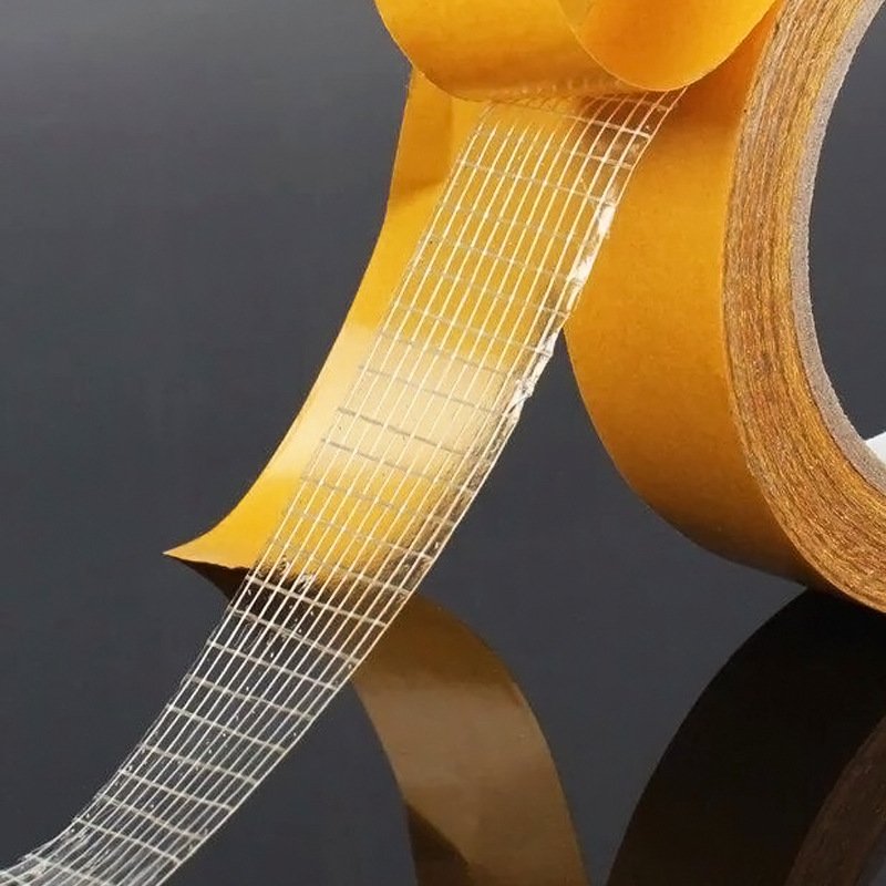 Synthetic Rubber 230MIC High Adhesive Double Sided Carpet cross Weave Fiberglass Mesh Tape