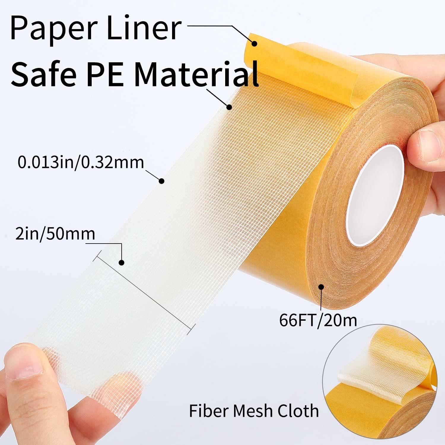 Synthetic Rubber 230MIC High Adhesive Double Sided Carpet cross Weave Fiberglass Mesh Tape