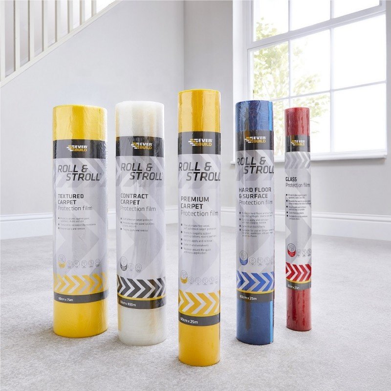Reverse Wound PE High Adhesive Yellow 60CM *25M/50M/ 100M Premium Carpet Protection Tape Film with Customized Logo Printing