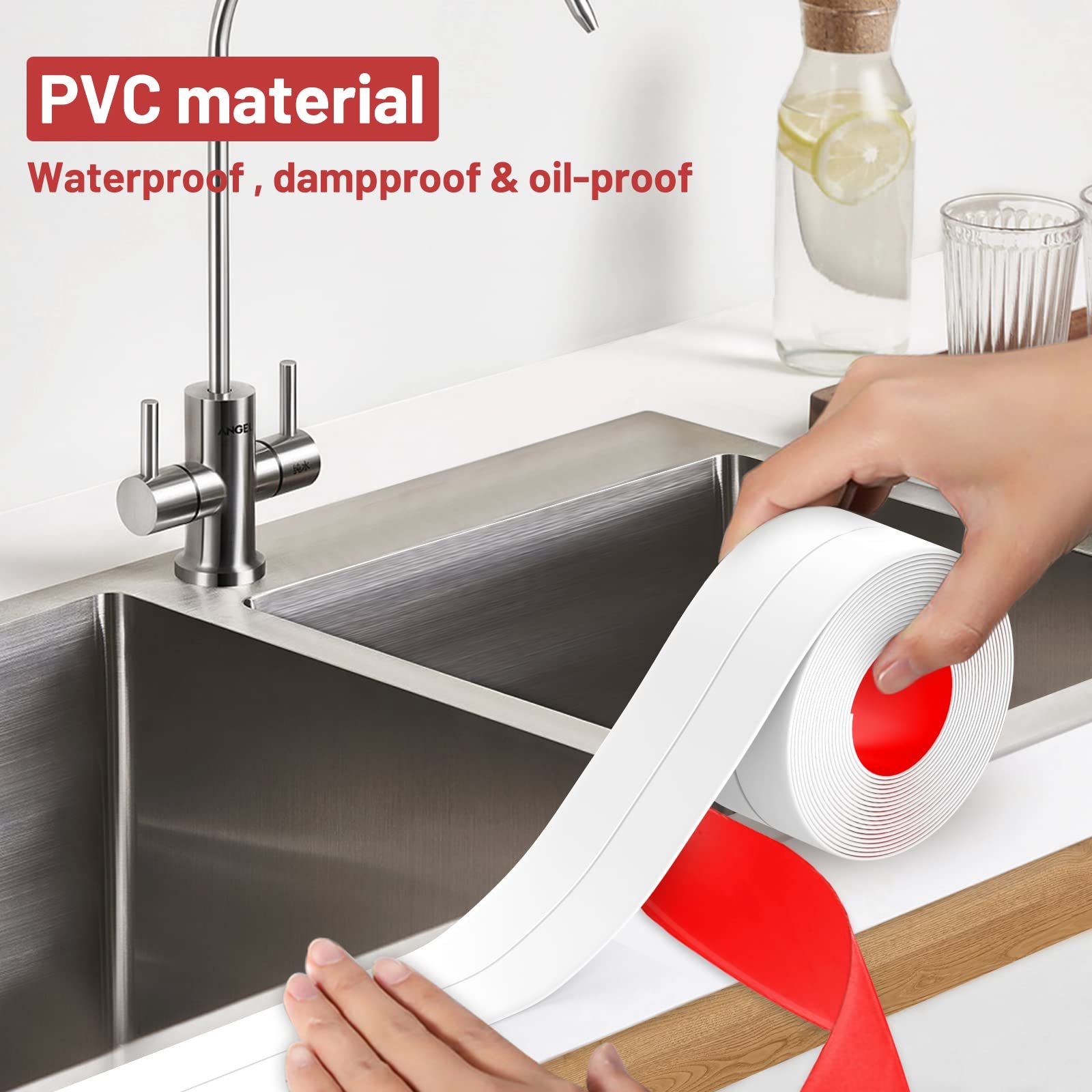Caulk Tape Waterproof Self Adhesive,Toilet Caulk Sealant Tape,Bathtub Caulk Sealing Strip Tape for Kitchen,BathroomCaulking Tape