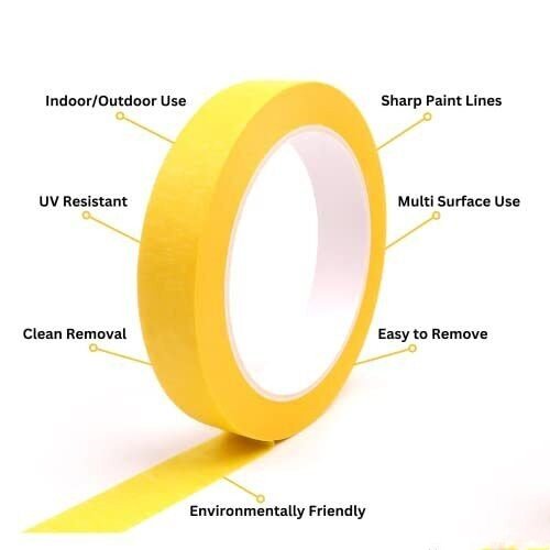 80 Degree Car Painting Yellow Automotive Masking Waterproof Crepe Paper Tape
