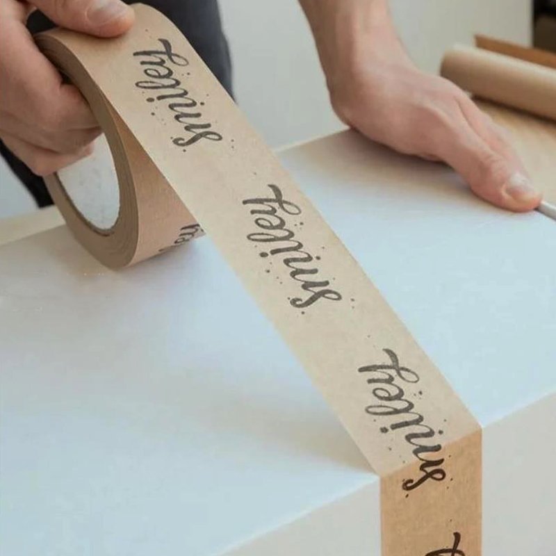 Custom Printed Logo Eco Friendly Recycled Water Activated 2 Inch Kraft Paper Gummed Brand Tape