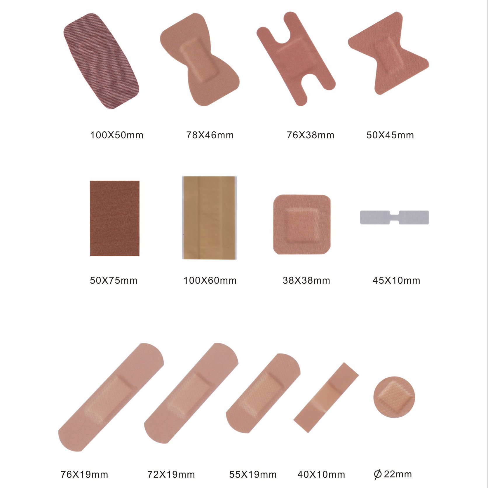 Different Skin Color Medical Sterile Cute Bandaid black fabric flexible wound adhesive plaster