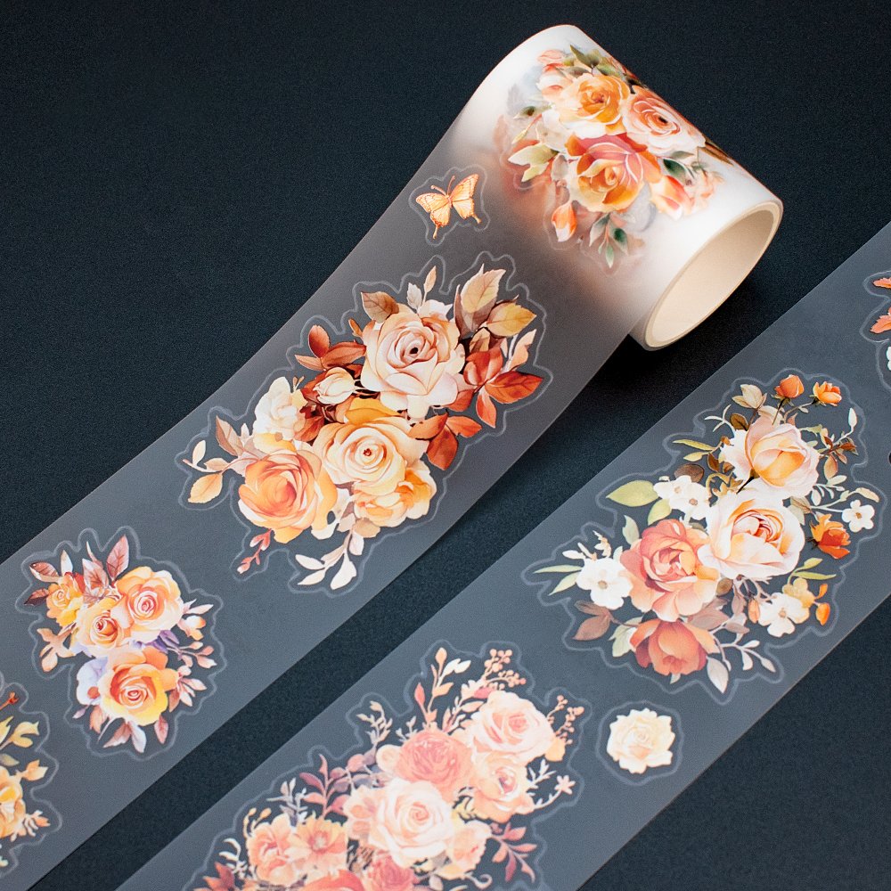 Washi Kiss Cut Stickers Roll For Diy Decorative Masking Tape Big Roll Adhesive PET Washi Tape Custom Printing