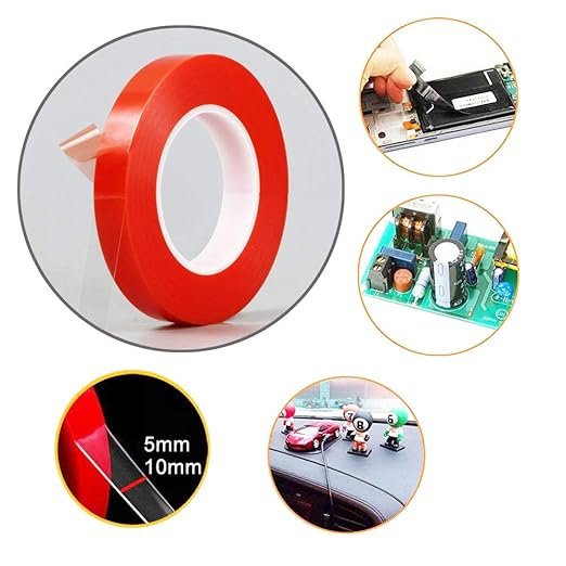 1- Recyclable Heat Resistant Red Release Liner Clear Transparent Polyester PET Film Double Sided Self Adhesive Tape