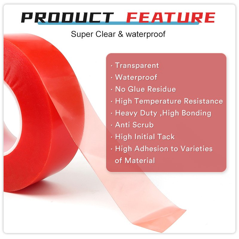 Cheap Clear Heavy Duty Strong Adhesive Wide Double Sided Red PET Polyester Acrylic Tape China Adhesive Tape