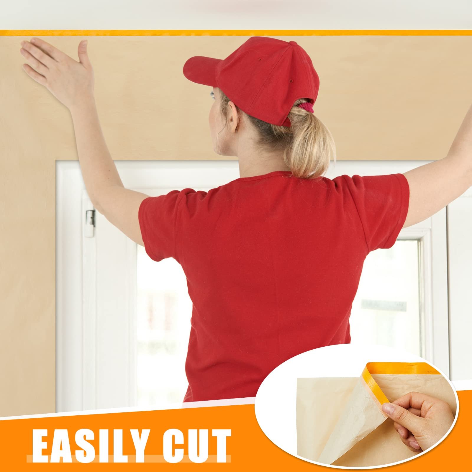 Factory Direct Manufacture Pre-taped Car Kraft Paper Masking Film For Painting Dust Barrier