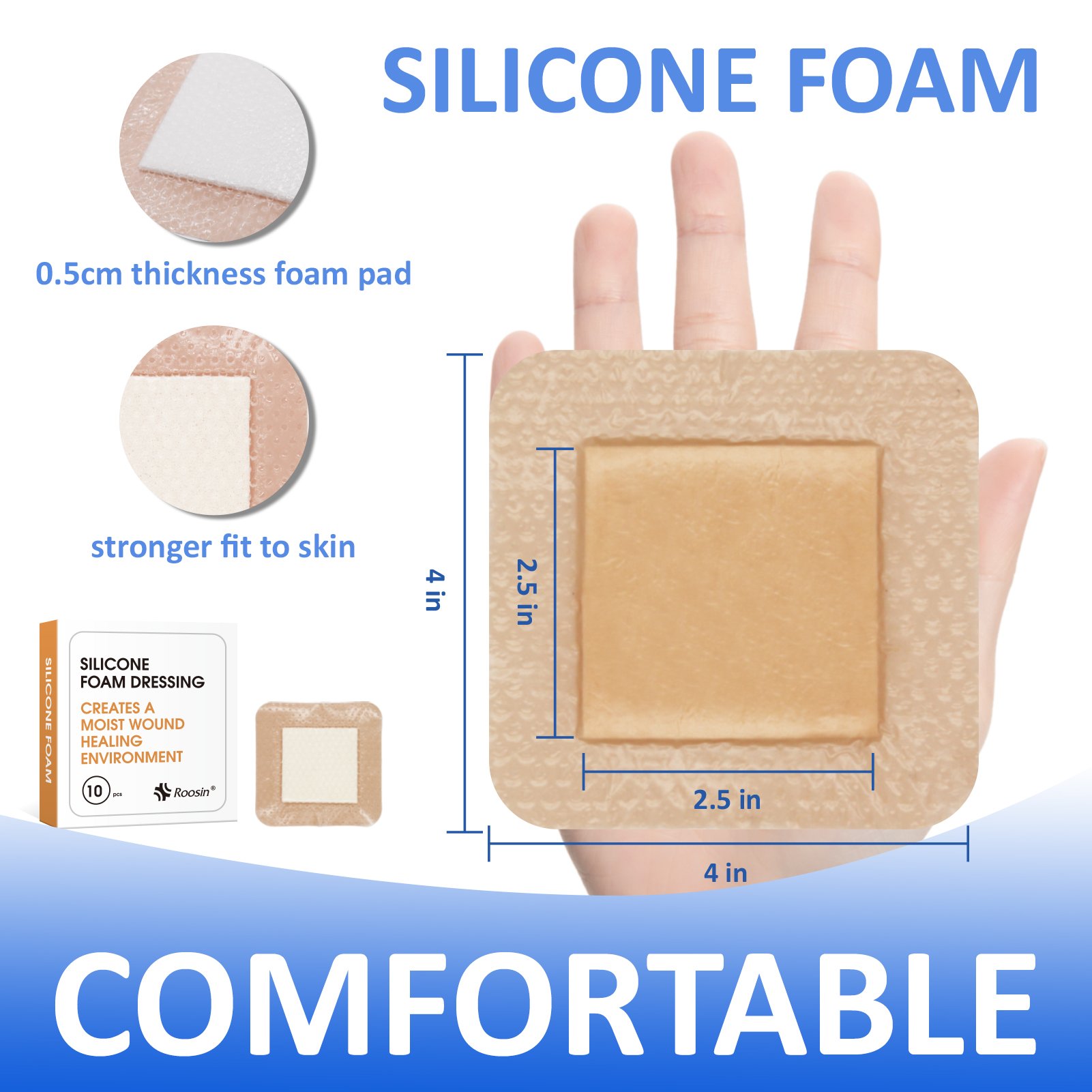 Hot Selling Soft Silicone Absorbent Foam Dressing Waterproof Adhesive Wound Dressing