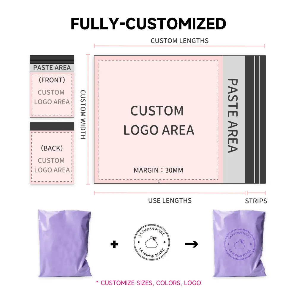 Wholesale Custom Poly Mailers Design Printed Express Packaging Eco Friendly Plastic Shipping Mailing Bags
